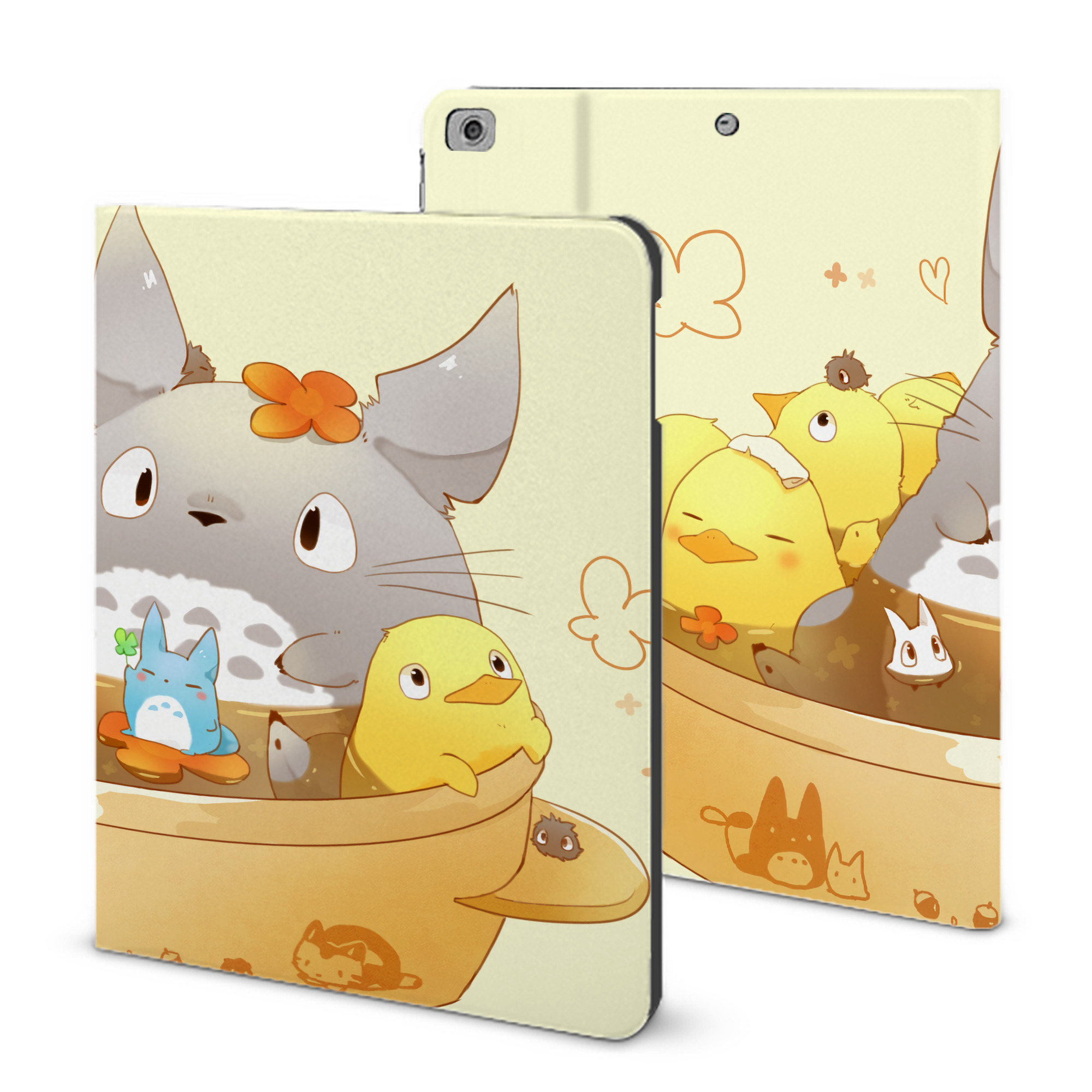 （画像用） となりのトトロ 草壁メイ 草壁サツキ My Neighbor Totoro Satsuki Kusakabe Mei Kusakabe IPad ケース ブック型 PUレザー TPU 耐衝撃 軽量 薄型 ペン収納なし 全面保護 IPad 各モデル対応